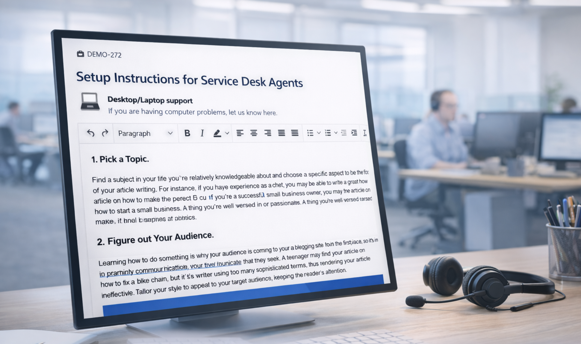 Instructions for Service Desk Agents